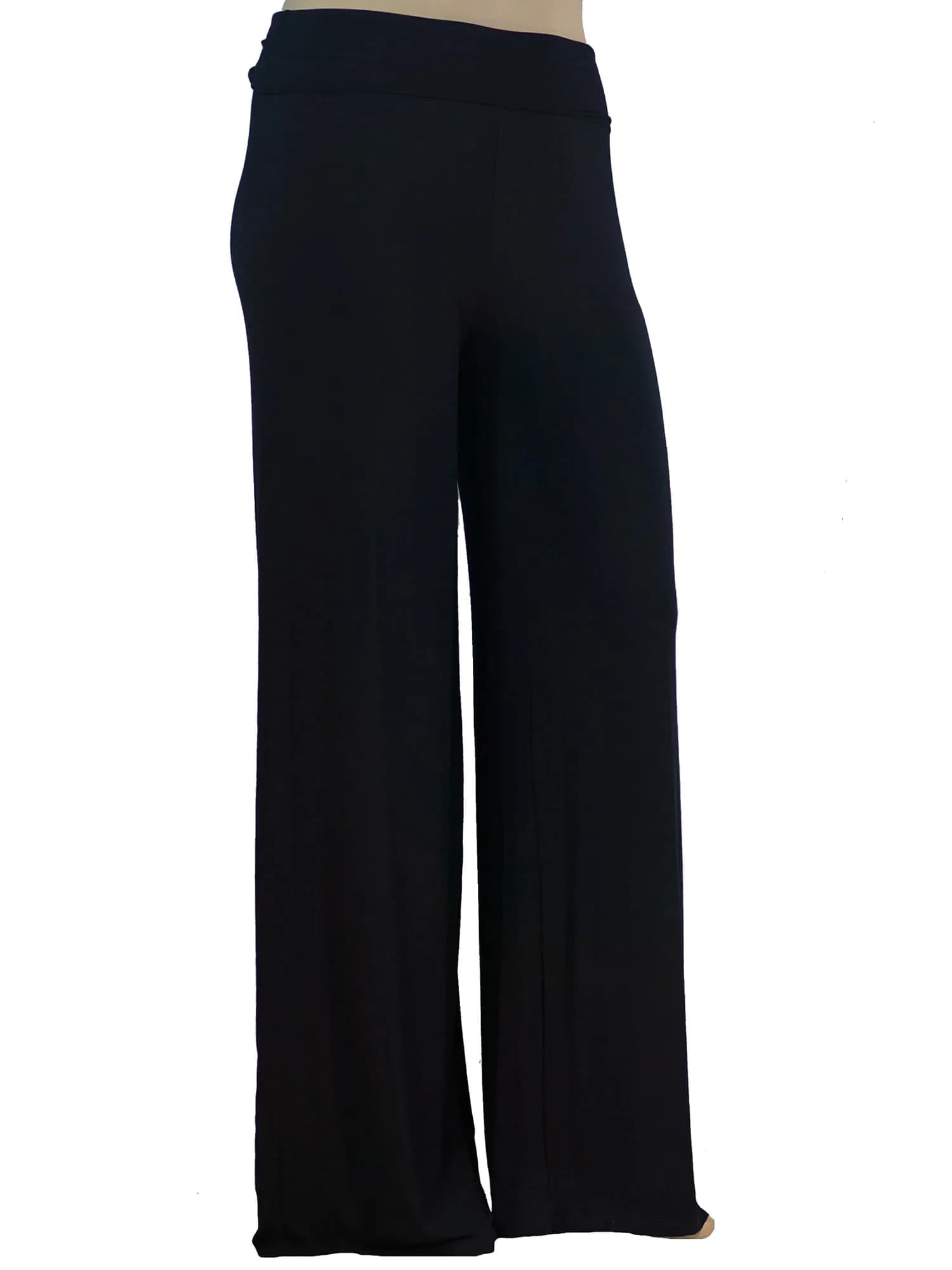 Stylzoo Plus Size Palazzo Pants Women Black 1X | Super Soft, Comfortable, Wide Leg Fit