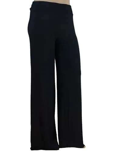 Stylzoo Plus Size Palazzo Pants Women Black 2X | Super Soft Comfortable Silky Fit thumbnail 1