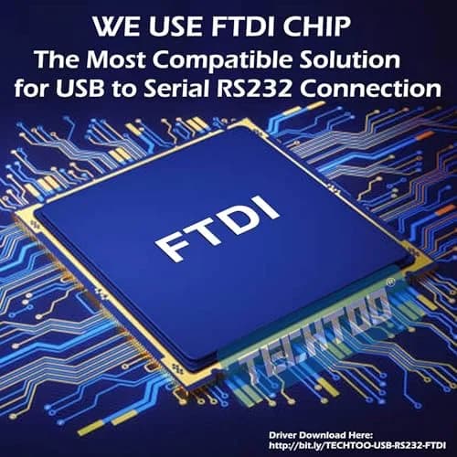 TECHTOO 4-Port USB to RS232 Serial Adapter 1.2m (4 ft) | FTDI Chipset for Reliable Data Transfer thumbnail 2