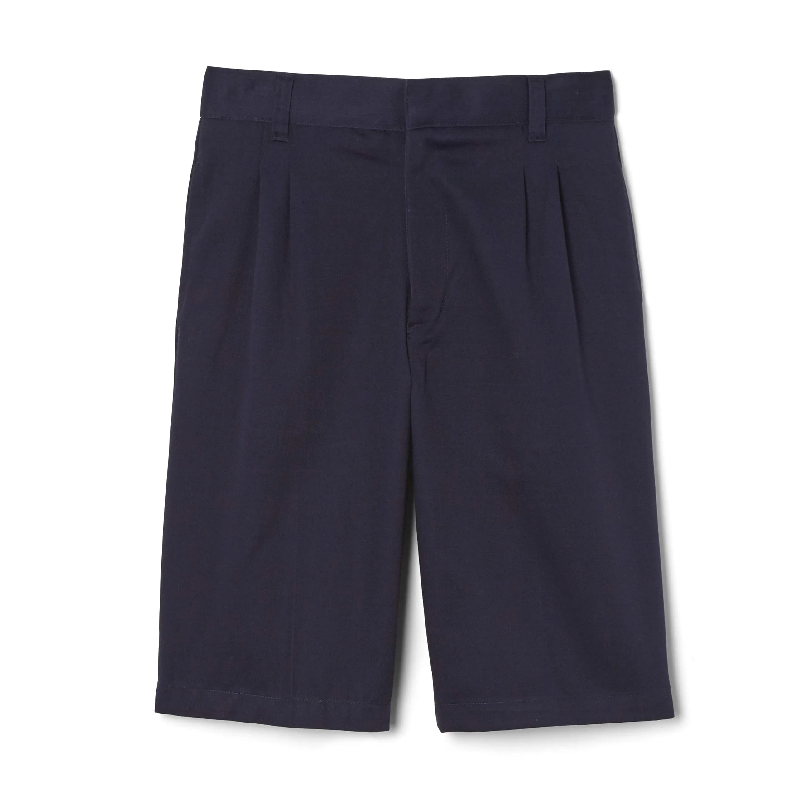 French Toast Boys' Adjustable Waist Twill Pleated Short, Navy, 16 | Wrinkle-Resistant, Perfect Fit for Indian Boys