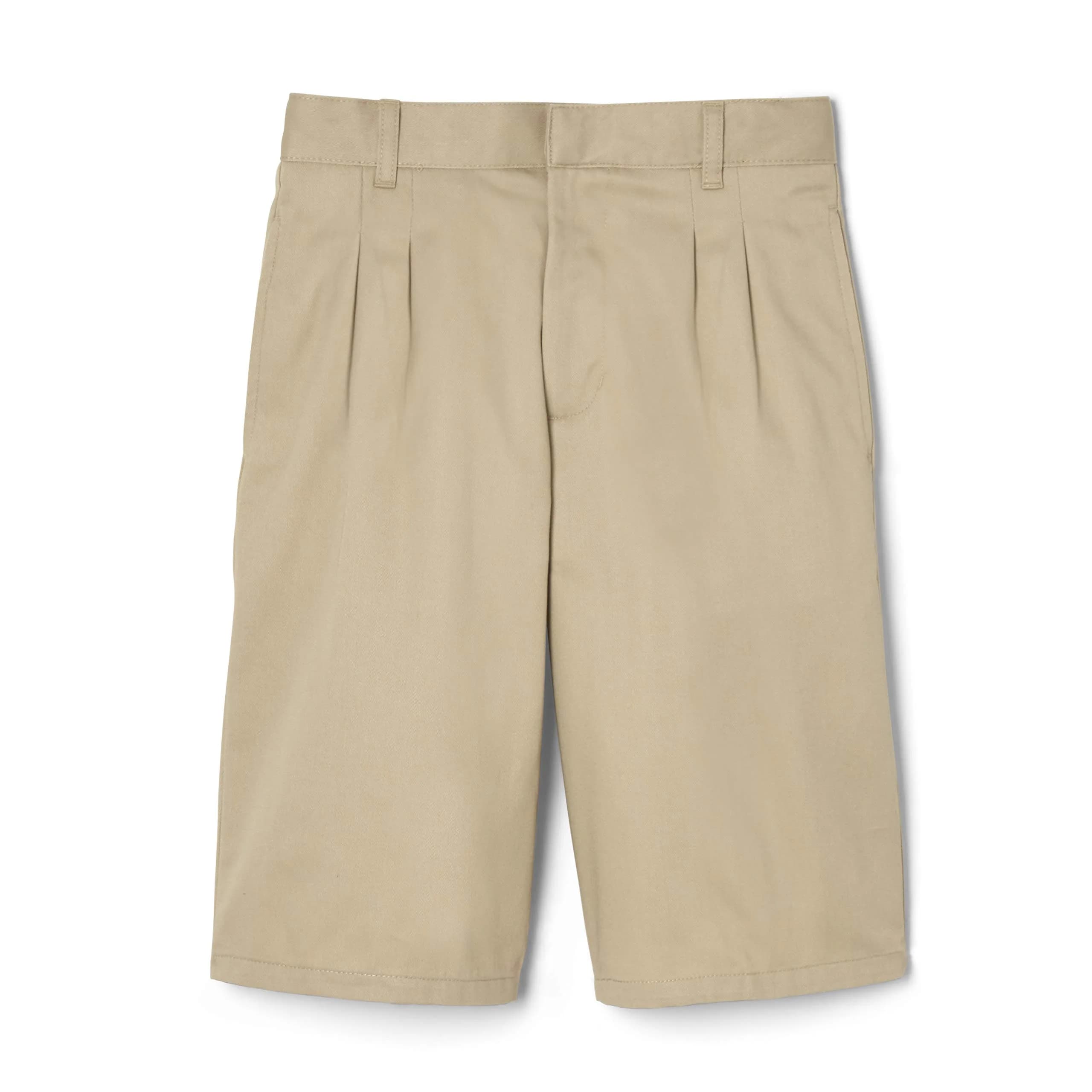 French Toast Boys' Adjustable Waist Twill Pleated Short, Khaki, Size 5 | Wrinkle-Resistant, Perfect Fit