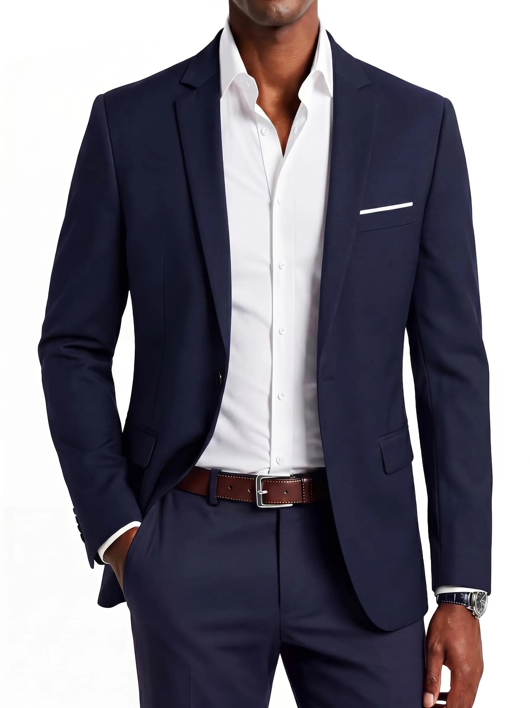 Beninos Slim Fit Casual Blazer Jacket Notch Neck Navy L | Lightweight & Versatile