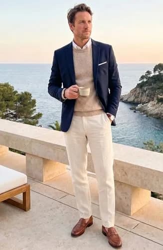 Beninos Slim Fit Casual Blazer Jacket Navy S | Classic Notched Lapel, One Button, Polyester Blend thumbnail 3