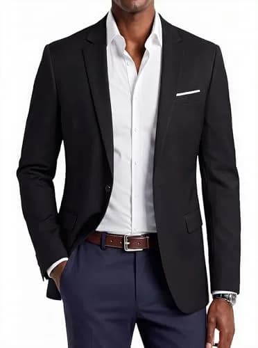 Beninos Slim Fit Casual Blazer Jacket Notch Collar | Black, S | Classic & Modern Style thumbnail 1