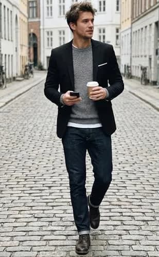 Beninos Slim Fit Casual Blazer Jacket Notch Collar | Black, S | Classic & Modern Style thumbnail 4