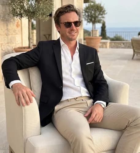 Beninos Slim Fit Casual Blazer Jacket Notch Collar | Black, S | Classic & Modern Style thumbnail 3