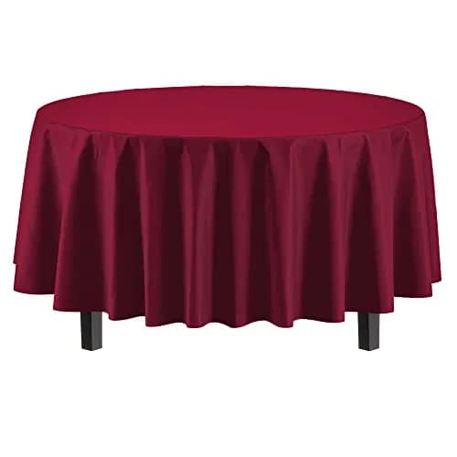Exquisite 12-Pack Premium Plastic Round Tablecloth 84-inch Burgundy | Classic Modern Style thumbnail 2