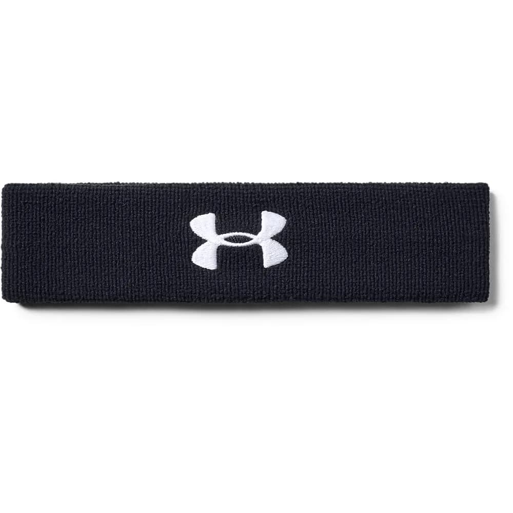 Under Armour Men's Performance Headband Black (001)/White One Size | Sweat-Wicking & Quick-Dry for Sports