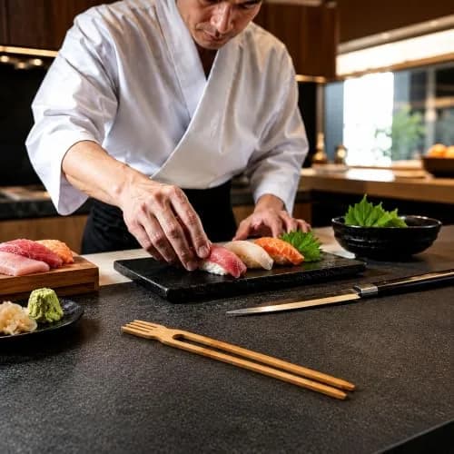 Restaurantware 10 in Bamboo Chopsticks with Fork, All-In-One, 100 Count | Eco-Friendly, Disposable Utensils for Food Trucks & Restaurants thumbnail 4
