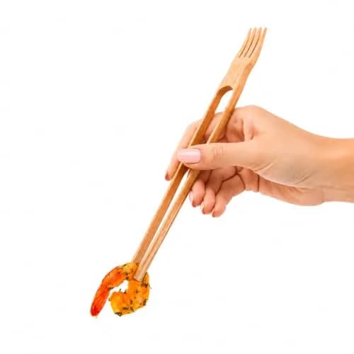 Restaurantware 10 in Bamboo Chopsticks with Fork, All-In-One, 100 Count | Eco-Friendly, Disposable Utensils for Food Trucks & Restaurants thumbnail 6