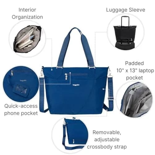 Baggallini Avenue Tote - 12x18 Laptop Tote Bag for Women, 31.6cm x 45.7cm x 13.2cm (12"H x 18"W x 5.5"D) | Water-Resistant Carry-On Bag thumbnail 5