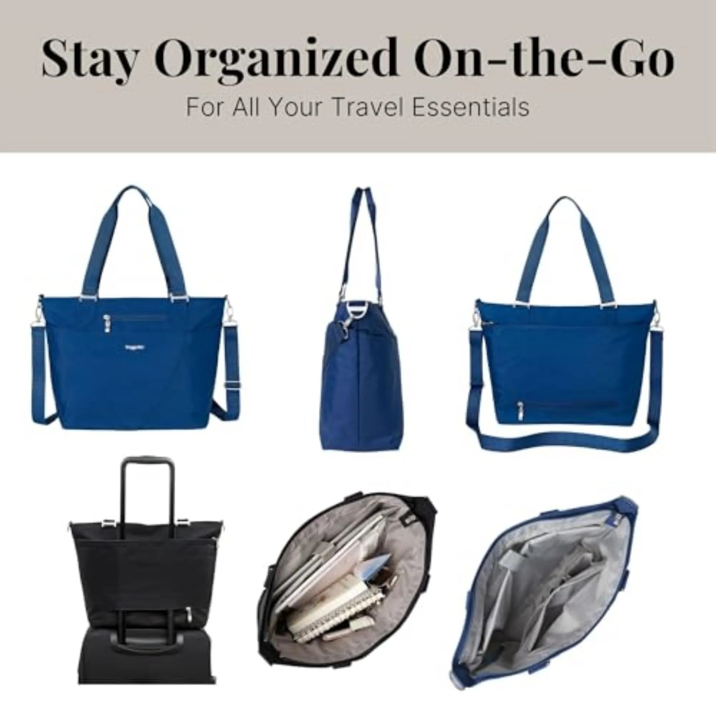 Baggallini Avenue Tote - 12x18 Laptop Tote Bag for Women, 31.6cm x 45.7cm x 13.2cm (12"H x 18"W x 5.5"D) | Water-Resistant Carry-On Bag - view 7