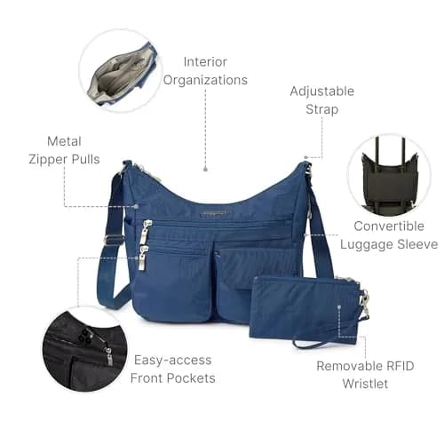 Baggallini Everywhere Bagg Hobo Crossbody Bag 25.5cm (10 inches) | Water-Resistant Travel Bag with RFID Wristlet thumbnail 3