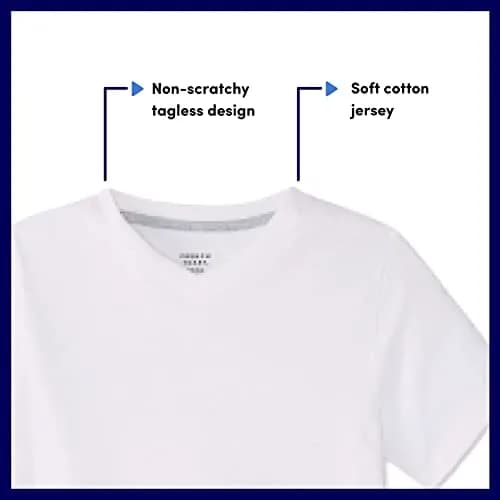 French Toast Boys' Short Sleeve V-Neck T-Shirt, White, 14-16 | Breathable Cotton for Active Boys thumbnail 5