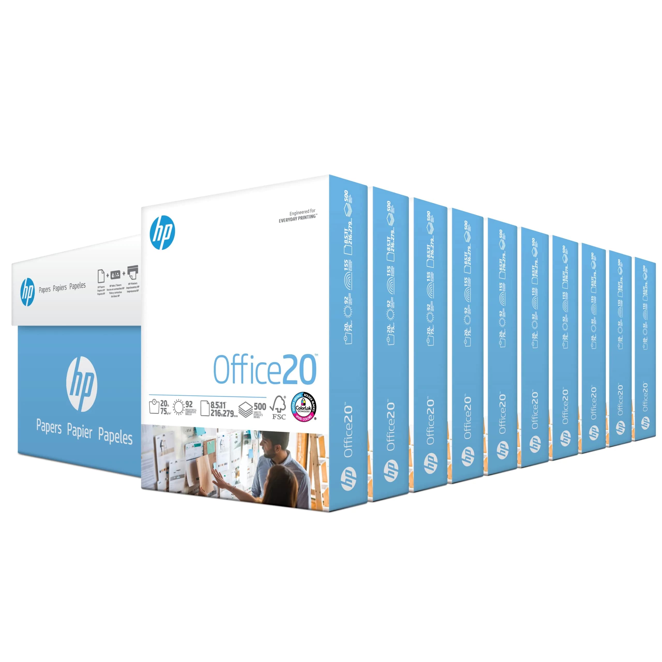 HP Office20 Printer Paper | 8.5 x 11 Letter Size | 20 lb Weight | 5000 Sheets (10 Ream Case) | 92 Bright | FSC Certified