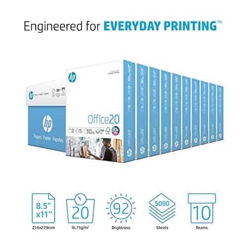 HP Office20 Printer Paper | 8.5 x 11 Letter Size | 20 lb Weight | 5000 Sheets (10 Ream Case) | 92 Bright | FSC Certified thumbnail 2