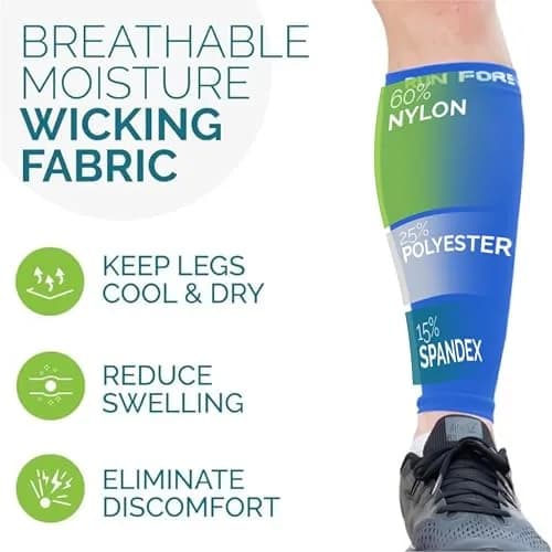 Run Forever Calf Compression Sleeve Large Blue | Graduated 20-30 mmHg Compression for Pain Relief thumbnail 5