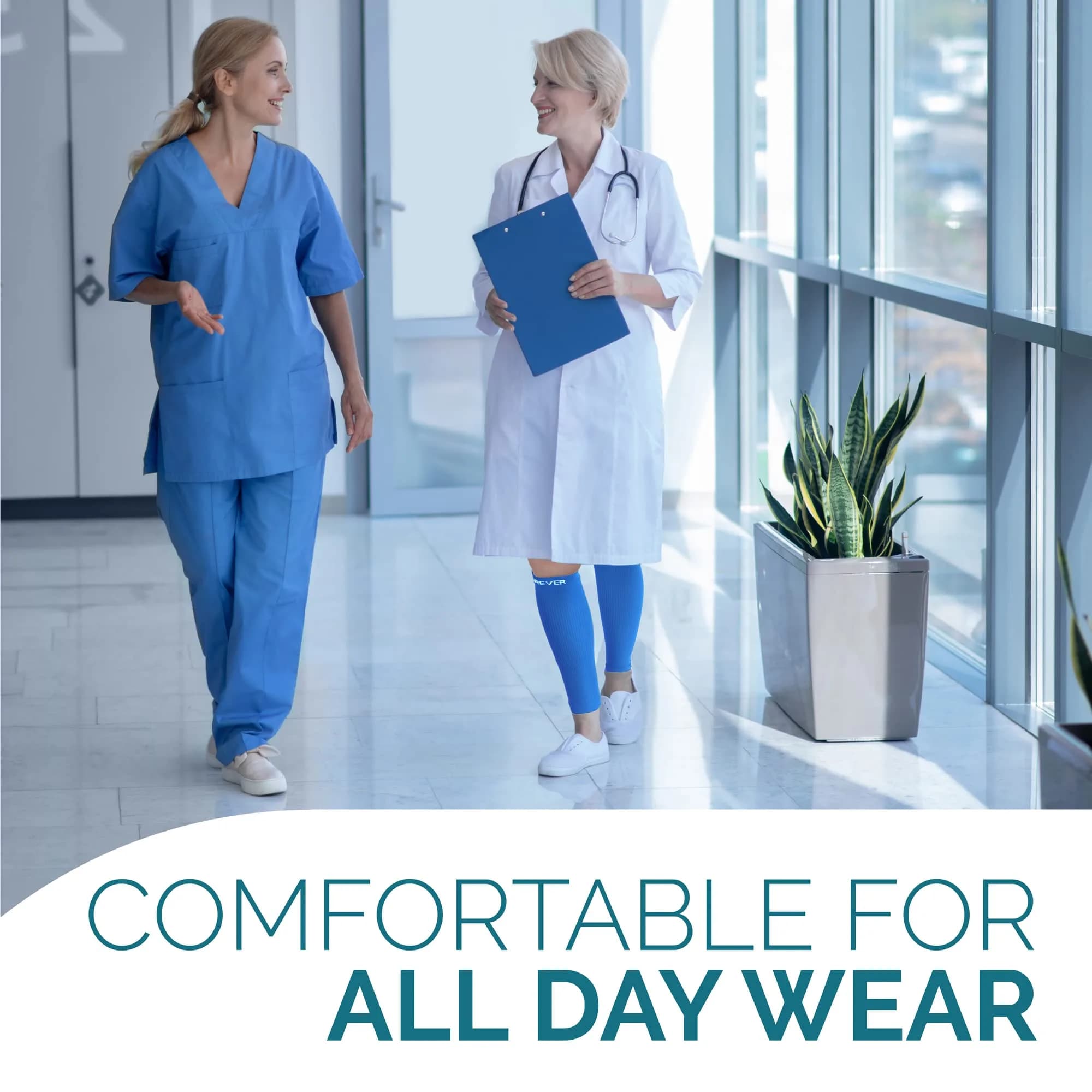 Run Forever Calf Compression Sleeve Large Blue | Graduated 20-30 mmHg Compression for Pain Relief - view 9
