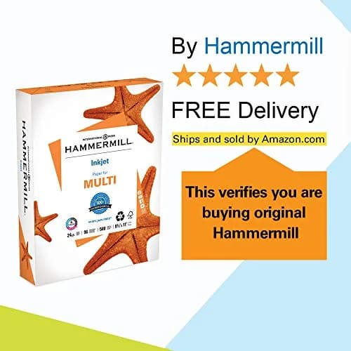 Hammermill Printer Paper, Multipurpose Inkjet Paper 24 lb, 8.5 x 11-96 Bright, 2500 Sheets | Acid-Free, ColorLok Technology thumbnail 6