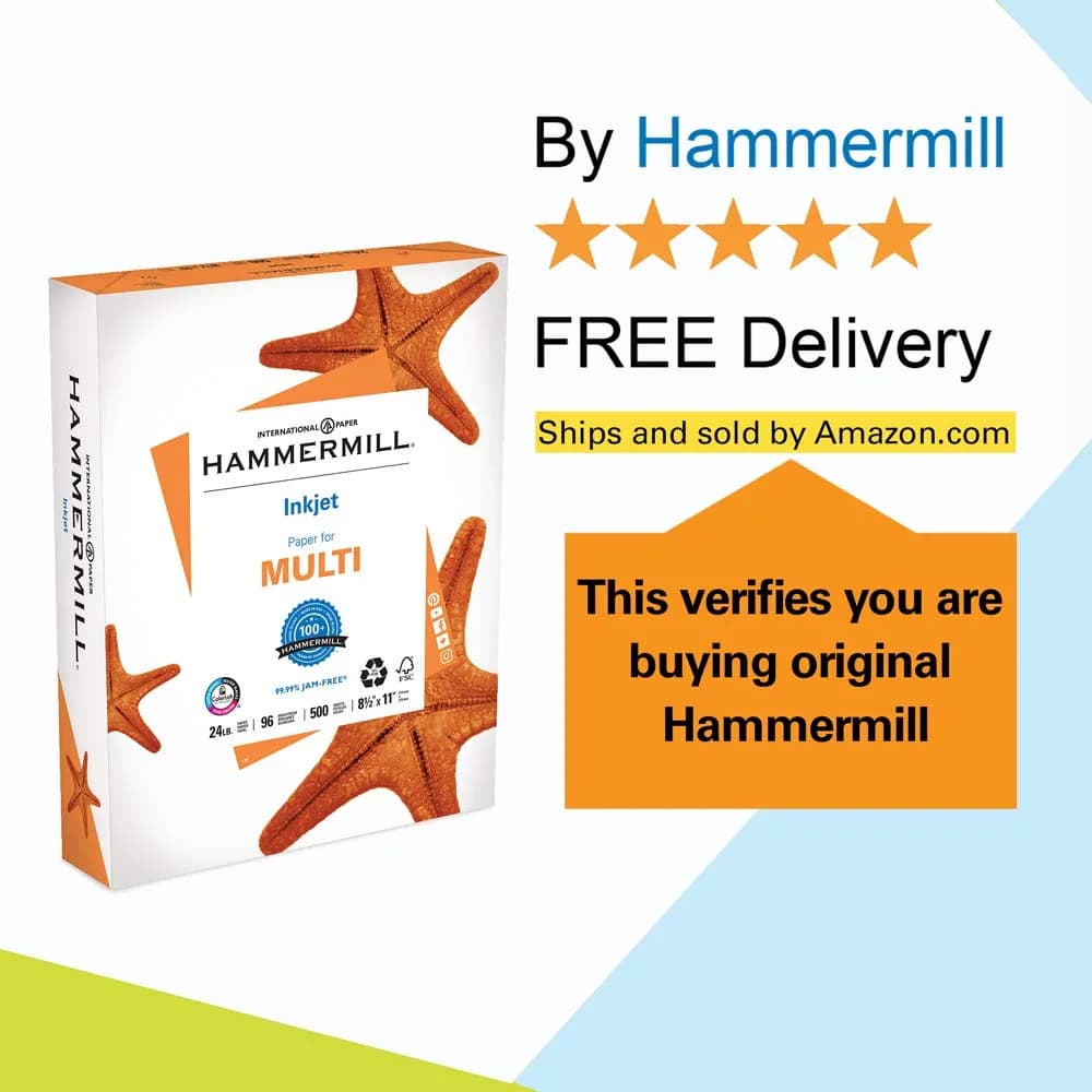 Hammermill Printer Paper, Multipurpose Inkjet Paper 24 lb, 8.5 x 11-96 Bright, 2500 Sheets | Acid-Free, ColorLok Technology - view 6