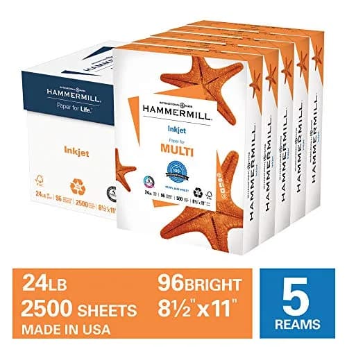 Hammermill Printer Paper, Multipurpose Inkjet Paper 24 lb, 8.5 x 11-96 Bright, 2500 Sheets | Acid-Free, ColorLok Technology thumbnail 2