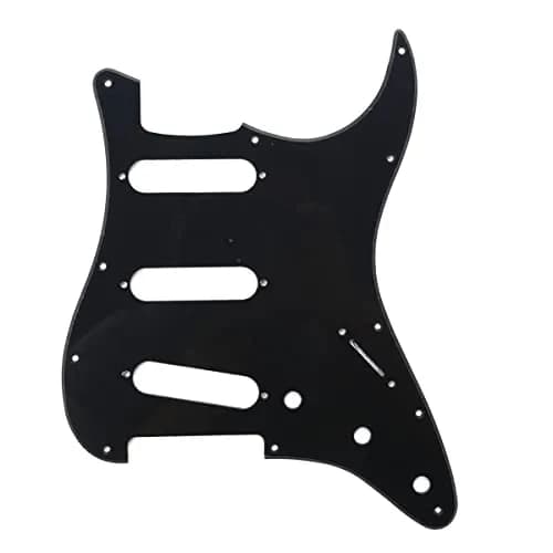 Musiclily Pro SSS 11-Hole ST Guitar Pickguard 1Ply Black | Fits Fender Stratocaster, 2mm PVC thumbnail 1