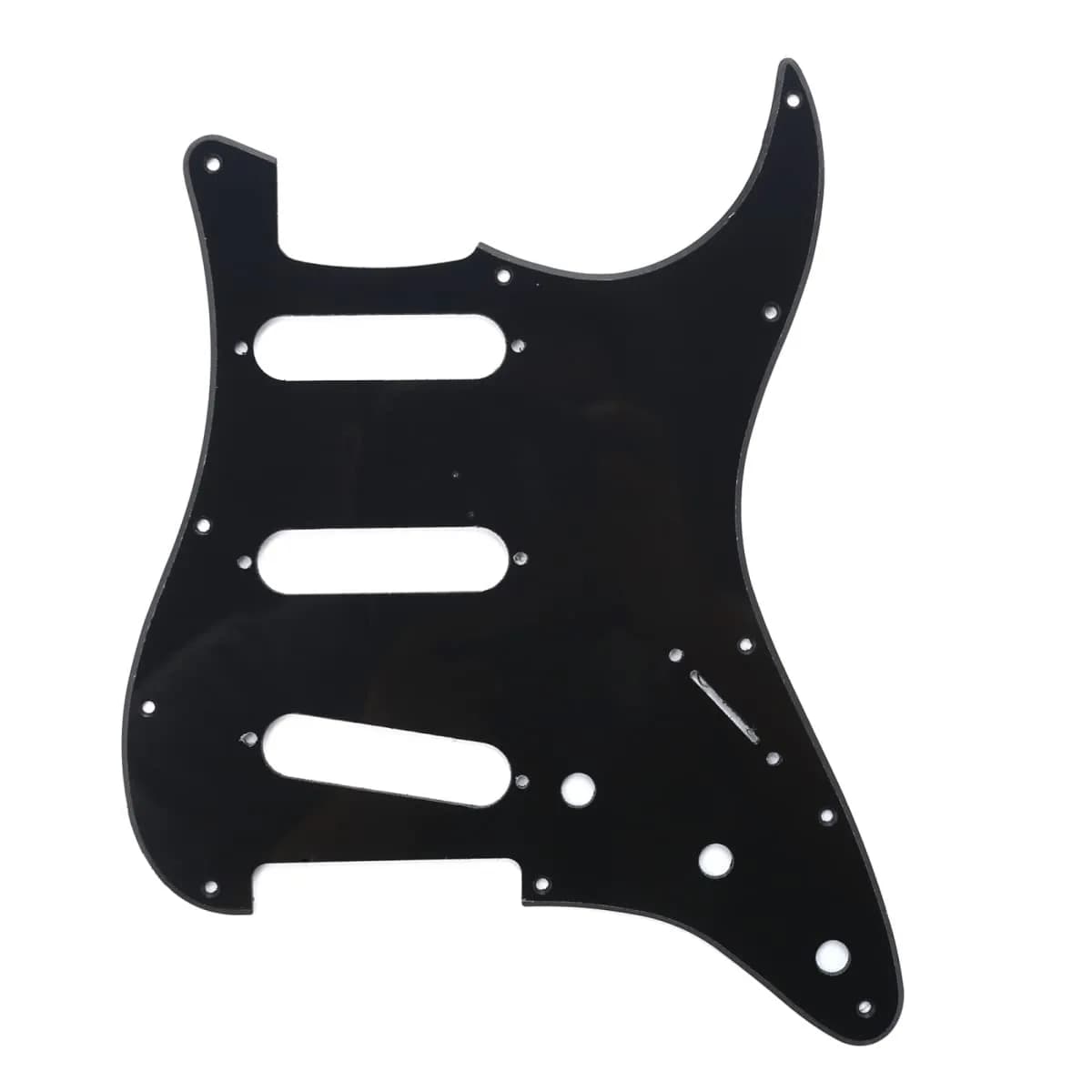 Musiclily Pro SSS 11-Hole ST Guitar Pickguard 1Ply Black | Fits Fender Stratocaster, 2mm PVC