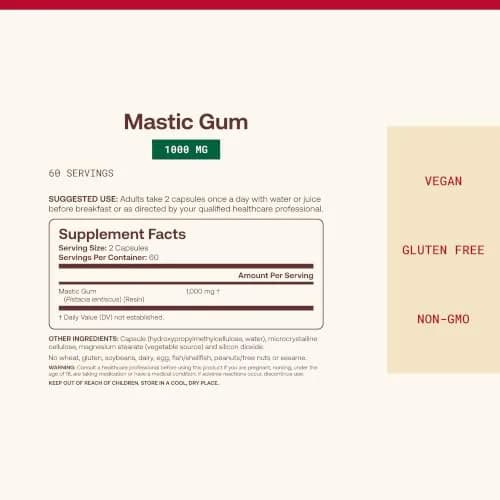 Jarrow Formulas Mastic Gum 1000mg 120 Capsules | Supports Stomach & Duodenal Health thumbnail 4