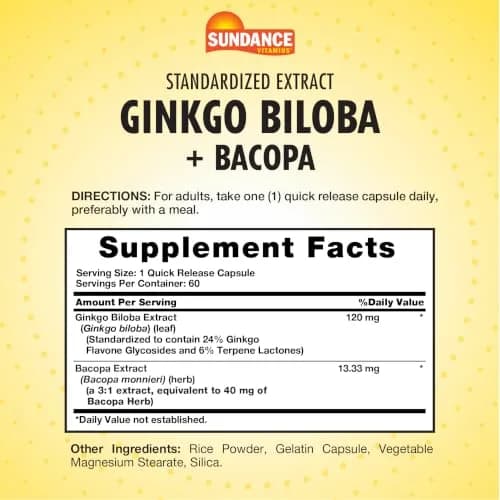 Sundance Ginkgo Biloba Capsules | 120mg | Herbal Supplement for Wellness thumbnail 2