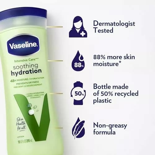Vaseline Intensive Care Aloe Soothe Body Lotion 2-Pack | 400ml (13.53 Fl Oz) | Heals Dry Skin thumbnail 4