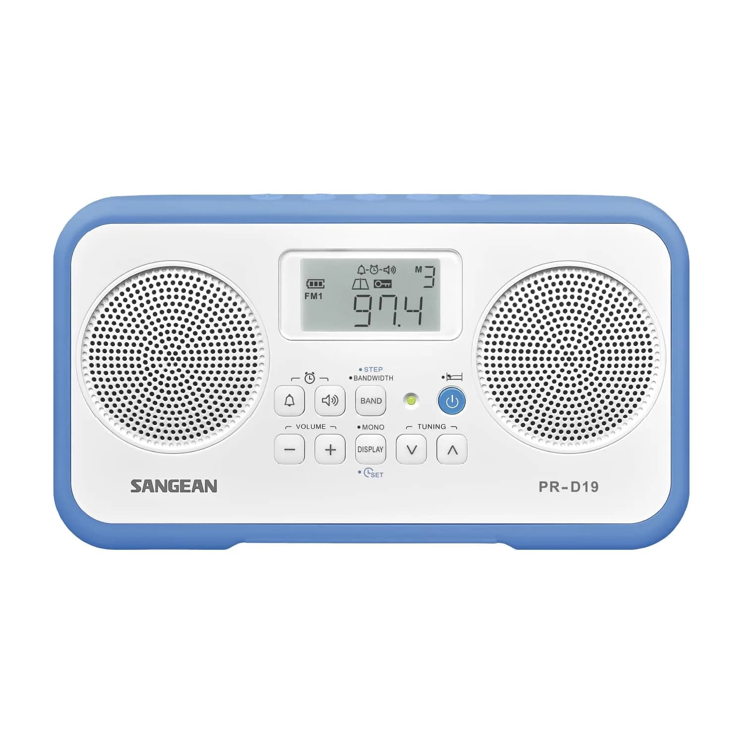 Sangean PR-D19BU FM Stereo/AM Digital Tuning Portable Radio with Protective Bumper (Blue) | 1000 AM/FM Stations - main product image