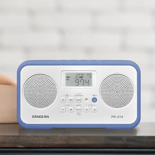 Sangean PR-D19BU FM Stereo/AM Digital Tuning Portable Radio with Protective Bumper (Blue) | 1000 AM/FM Stations thumbnail 5