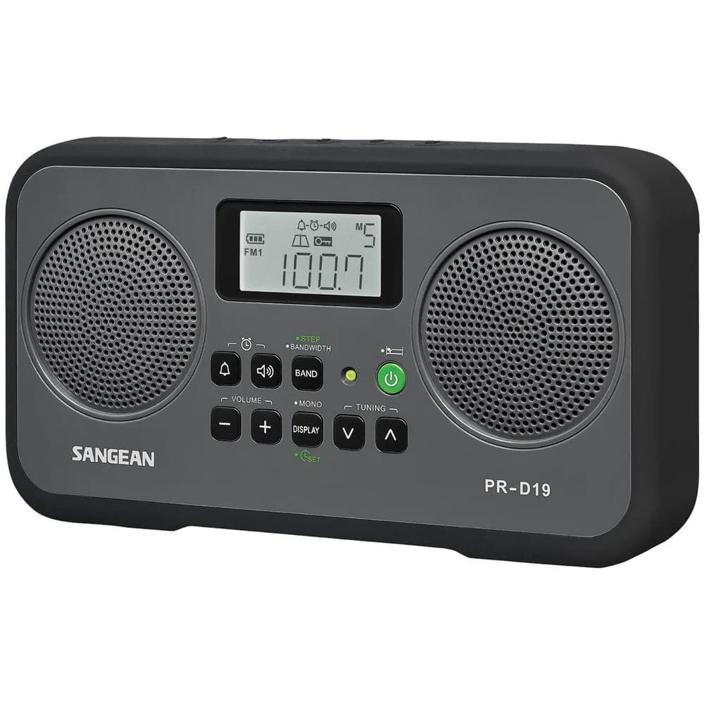 Sangean PR-D19BK FM Stereo/AM Digital Tuning Portable Radio 1.06 lb (0.48 kg) | 20 Station Presets with Aux-In - main product image