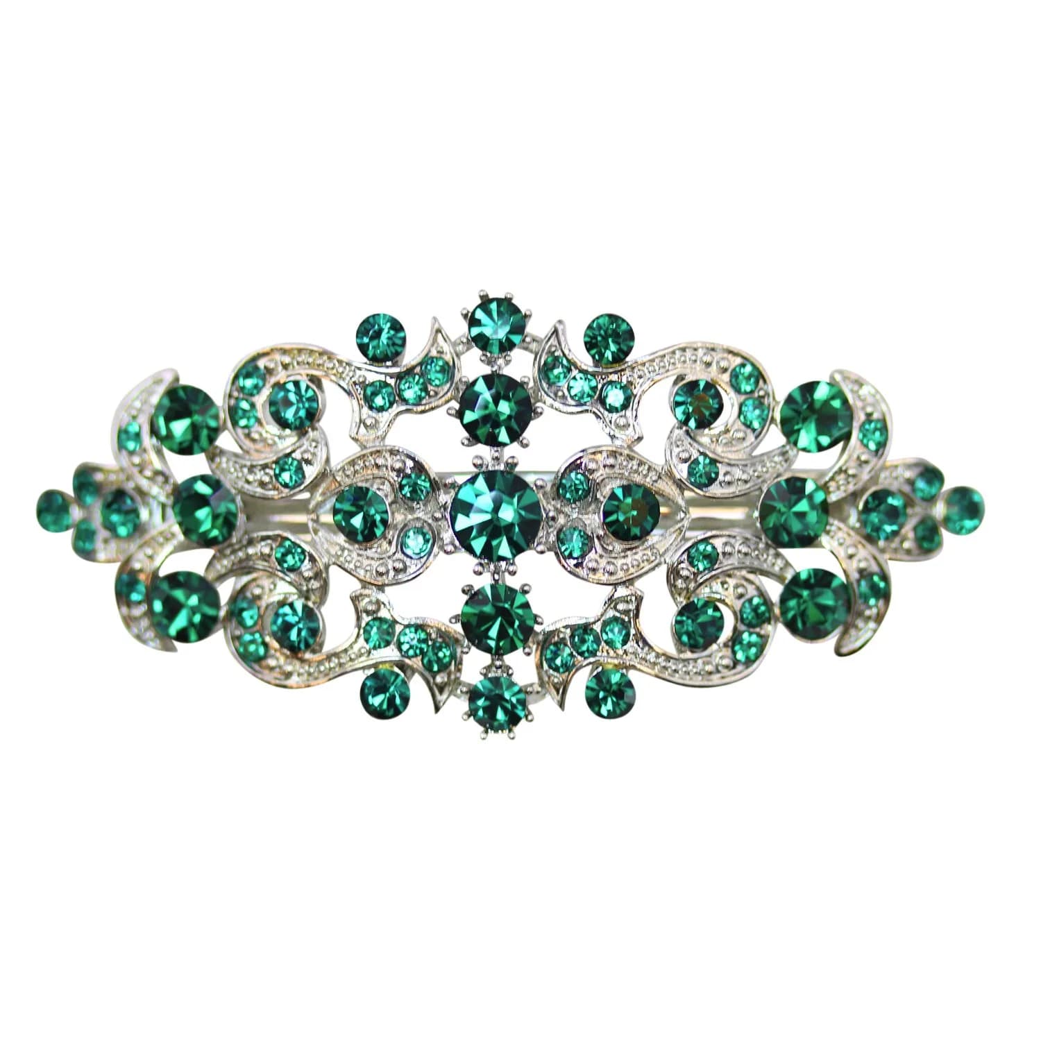 Faship Gorgeous Green Hair Barrette | Rhinestone Floral Hair Jewelry for Women