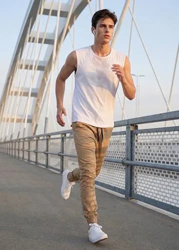 ITALYMORN Men's Stretch Chino Joggers, Slim Casual Pants - L, Khaki | Premium Cotton & Stretch for All-Day Comfort thumbnail 9