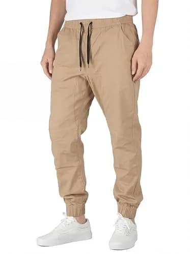 ITALYMORN Men's Stretch Chino Joggers XL Khaki | Slim Casual Pants with Flex & Authentic Cotton thumbnail 1