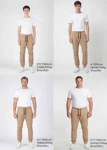ITALYMORN Men's Stretch Chino Joggers XL Khaki | Slim Casual Pants with Flex & Authentic Cotton thumbnail 8