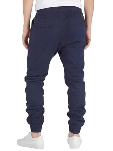 ITALYMORN Men's Stretch Chino Joggers, Slim Casual Pants - L, Navy Blue | Premium Cotton Blend with Stretch for All-Day Comfort thumbnail 2