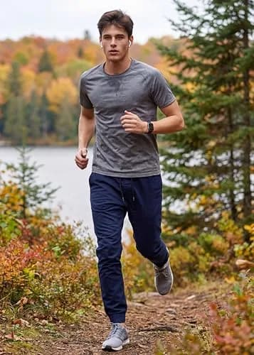 ITALYMORN Men's Stretch Chino Joggers, Slim Casual Pants - L, Navy Blue | Premium Cotton Blend with Stretch for All-Day Comfort thumbnail 3