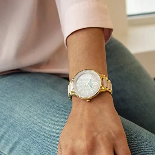 Anne Klein Women's Blush Pink Mother-of-Pearl Dial Resin Bracelet Watch 37mm | Japanese Quartz Movement thumbnail 3
