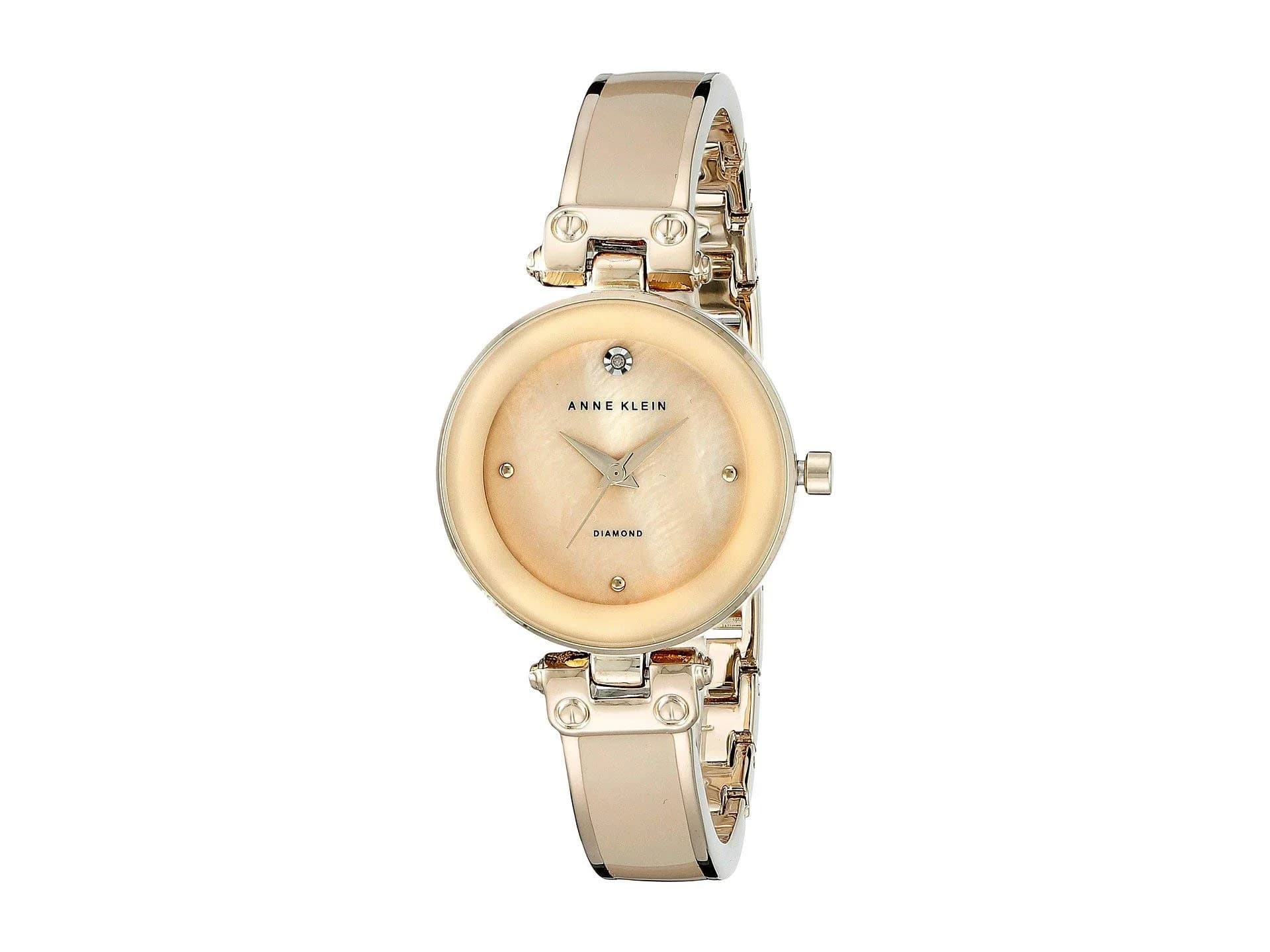 Anne Klein Women's Tan & Gold-Tone Bangle Watch with Diamond Dial | 28mm Case - main product image