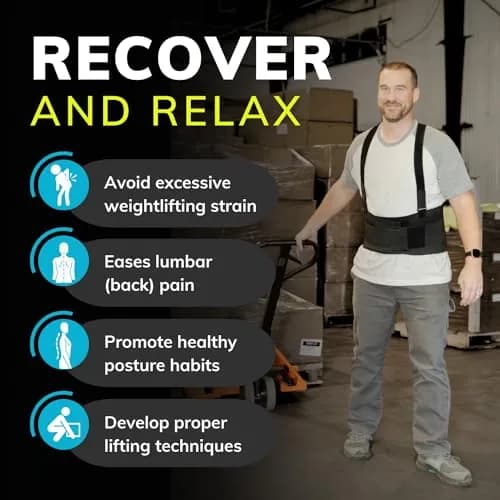 BraceAbility Work Back Brace - Industrial Lower Back Support Belt for Men & Women in Construction, Warehouse, Heavy Lifting | Adjustable Suspender Straps thumbnail 7