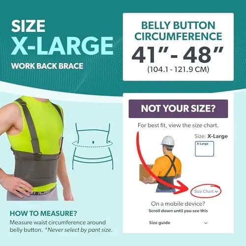 BraceAbility Work Back Brace - Industrial Lower Back Support Belt for Men & Women in Construction, Warehouse, Heavy Lifting | Adjustable Suspender Straps thumbnail 2