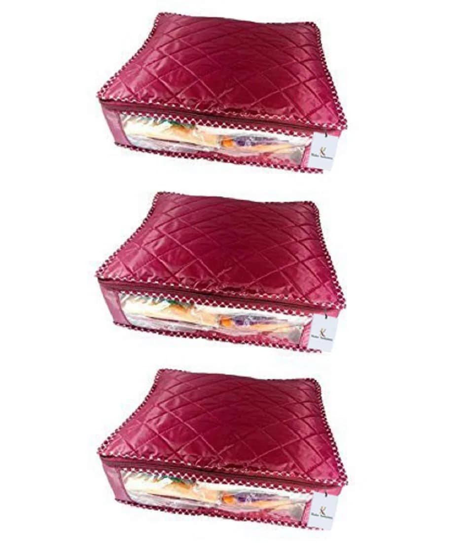 Kuber Industries Saree Cover Set of 3 | 51cm (20in) x 30cm (12in) x 35cm (14in) | Protects Sarees from Dust & Damage - main product image