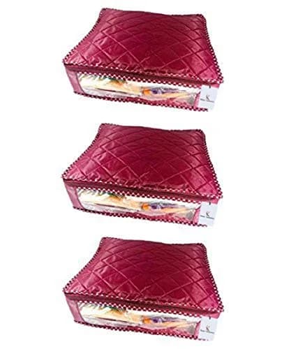 Kuber Industries Saree Cover Set of 3 | 51cm (20in) x 30cm (12in) x 35cm (14in) | Protects Sarees from Dust & Damage thumbnail 1