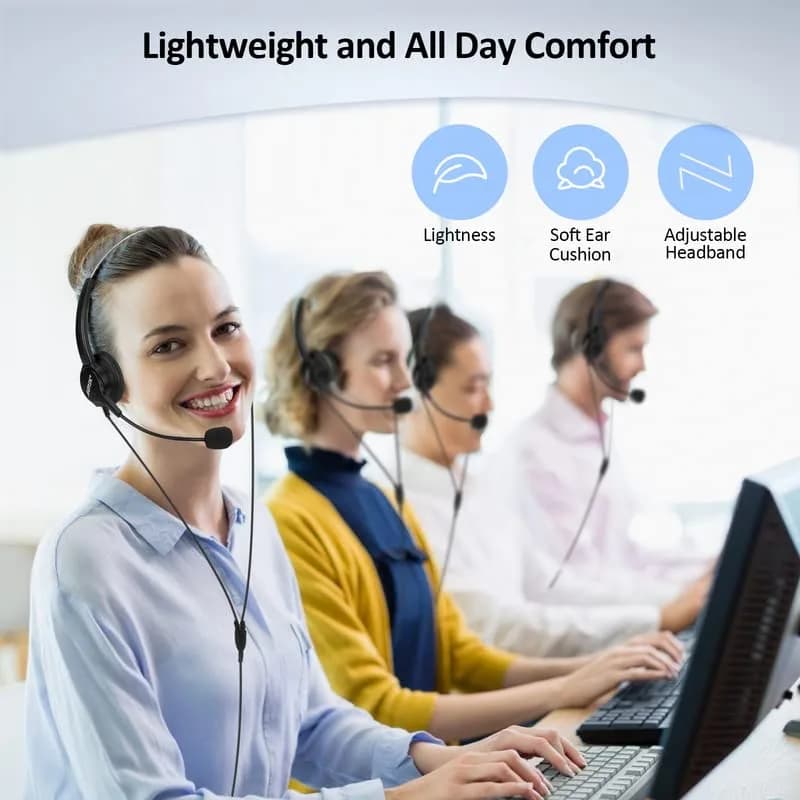 AGPTEK Noise Cancelling Corded Monaural Headset with Flexible Mic & RJ9 Connector | 19cm (7.5in) Length thumbnail 10