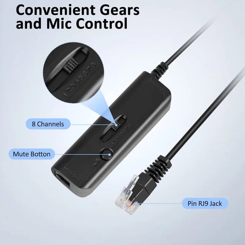 AGPTEK Noise Cancelling Corded Monaural Headset with Flexible Mic & RJ9 Connector | 19cm (7.5in) Length thumbnail 2