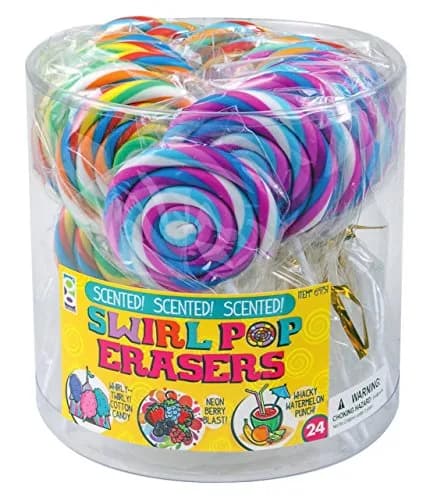 Raymond Geddes Swirl Pop Food Erasers 24-Pack | Fun Scented Stationery for Kids thumbnail 3