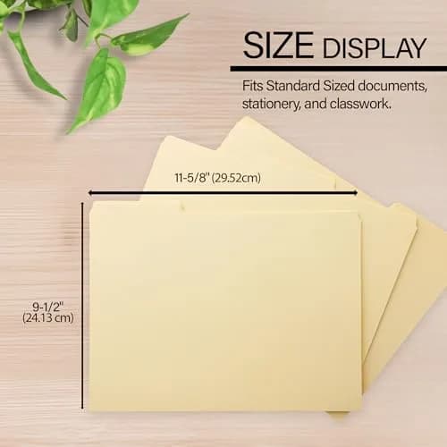 BAZIC Products Manila File Folders 1/3-Cut Letter Size 12-Pack | Durable Paper Stock for Office, School, Home thumbnail 3