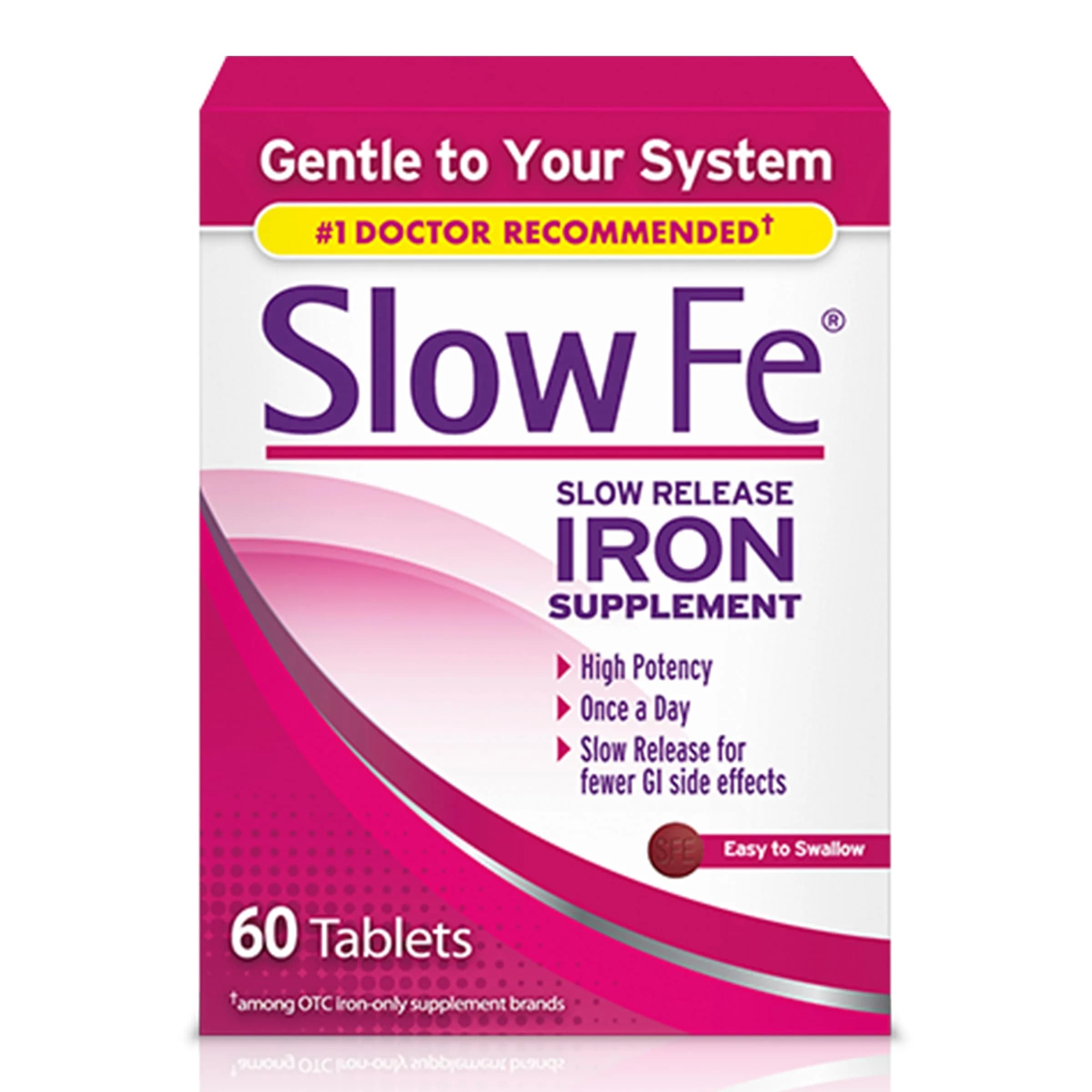 Slow Fe 45mg Iron Supplement Tablets 60 Count | Doctor Recommended for Iron Deficiency - main product image